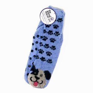 Non-Skid Socks Pilates Yoga Dance Home Wear Blue Puppy Paws Grip